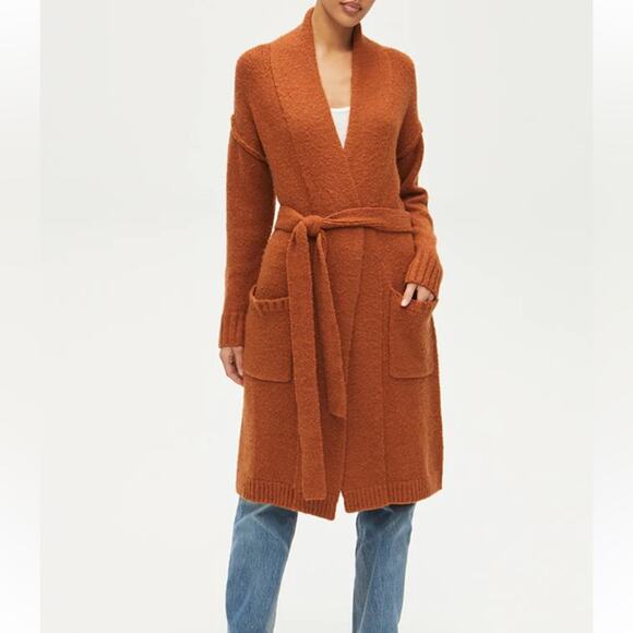 Michael Stars NWTs Kiana Belted Rust Cardigan Sweater size small Rustique - Picture 1 of 9